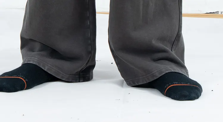 Charcoal Wide-Leg Sweatpants with Faded-Look Seams